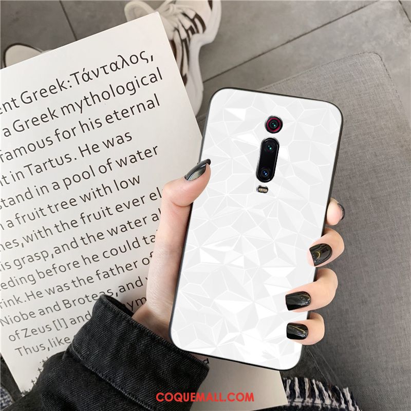 Étui Xiaomi Mi 9t Téléphone Portable Incassable Simple, Coque Xiaomi Mi 9t Losange Modèle Fleurie Beige