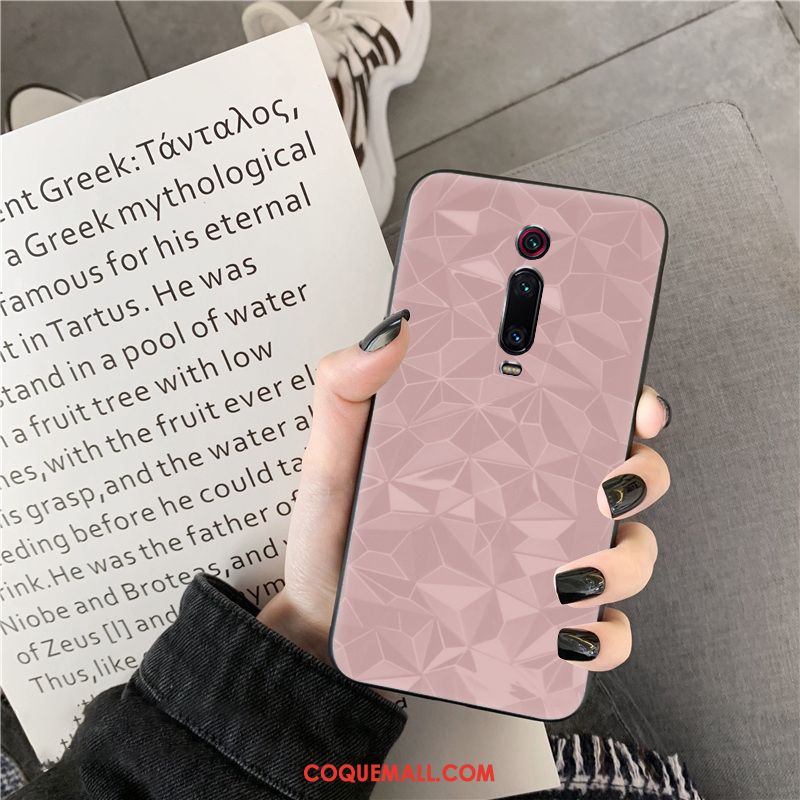 Étui Xiaomi Mi 9t Téléphone Portable Incassable Simple, Coque Xiaomi Mi 9t Losange Modèle Fleurie Beige