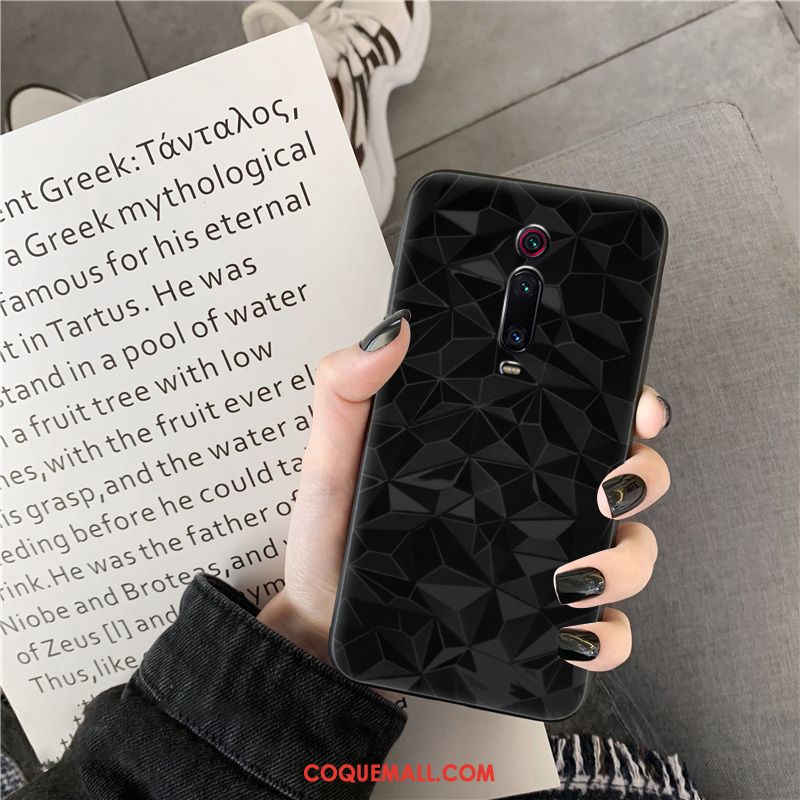 Étui Xiaomi Mi 9t Téléphone Portable Incassable Simple, Coque Xiaomi Mi 9t Losange Modèle Fleurie Beige