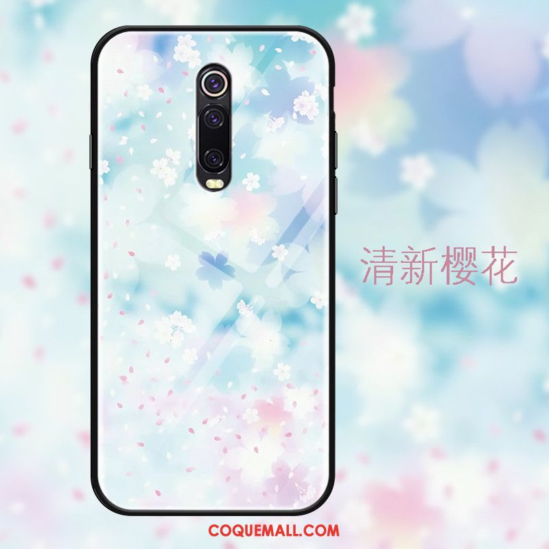 Étui Xiaomi Mi 9t Verre Rouge Simple, Coque Xiaomi Mi 9t Rose Grand Beige