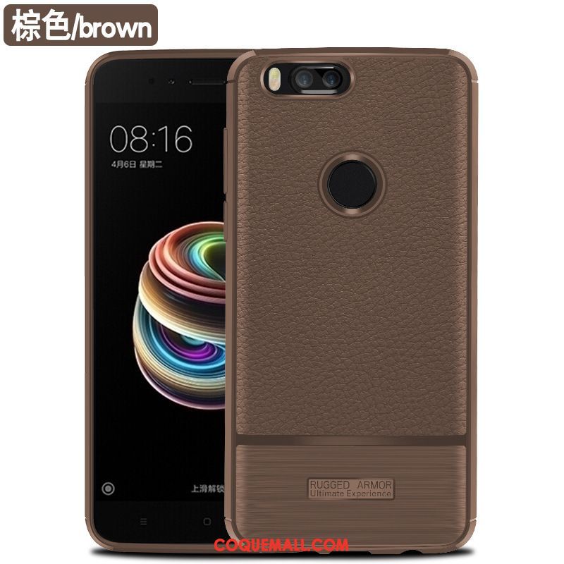 Étui Xiaomi Mi A1 Anneau Fibre Magnétisme, Coque Xiaomi Mi A1 Incassable Modèle Fleurie Braun Beige