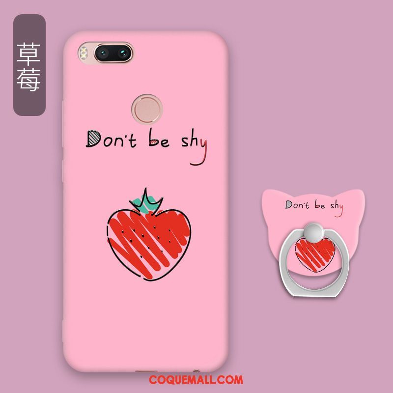 Étui Xiaomi Mi A1 Anneau Fluide Doux Rouge, Coque Xiaomi Mi A1 Tendance Téléphone Portable Beige