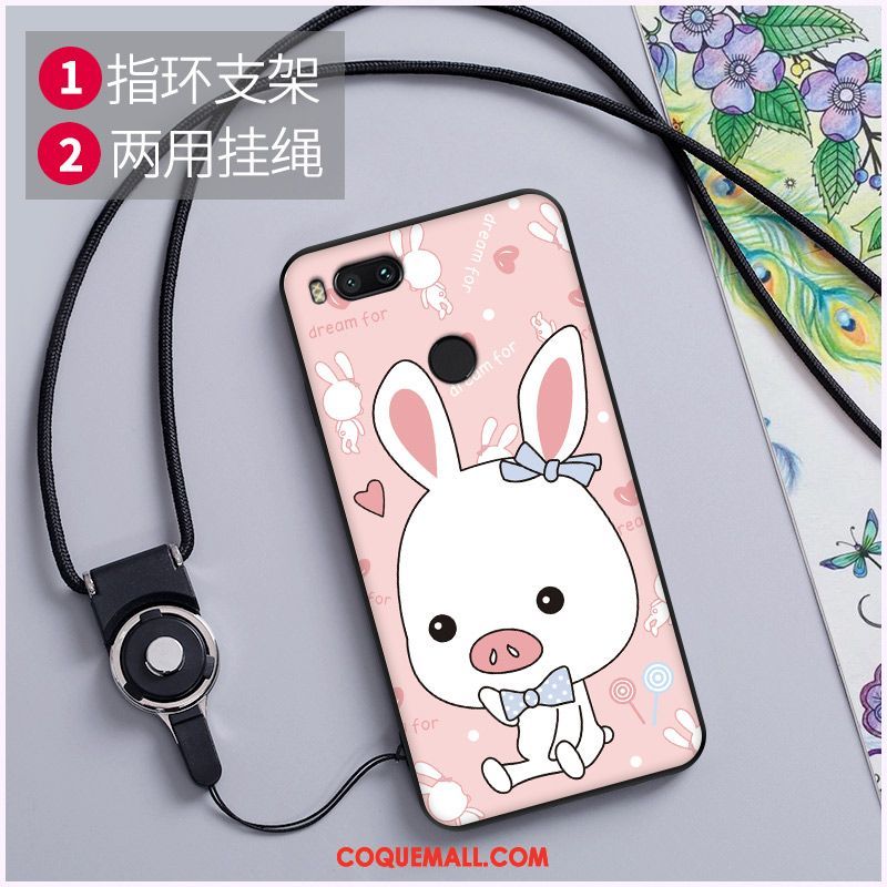 Étui Xiaomi Mi A1 Cou Suspendu Rose Ornements Suspendus, Coque Xiaomi Mi A1 Téléphone Portable Petit Beige