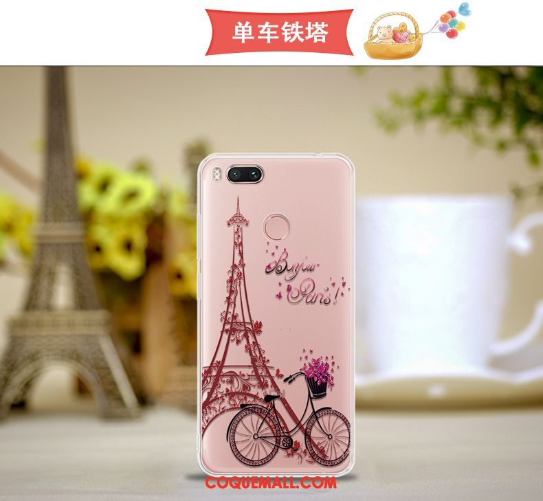 Étui Xiaomi Mi A1 Rose Petit Une Agrafe, Coque Xiaomi Mi A1 Téléphone Portable Incassable Beige