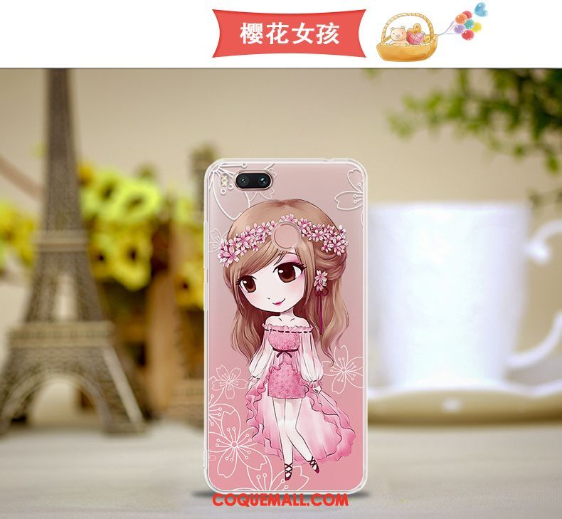 Étui Xiaomi Mi A1 Rose Petit Une Agrafe, Coque Xiaomi Mi A1 Téléphone Portable Incassable Beige