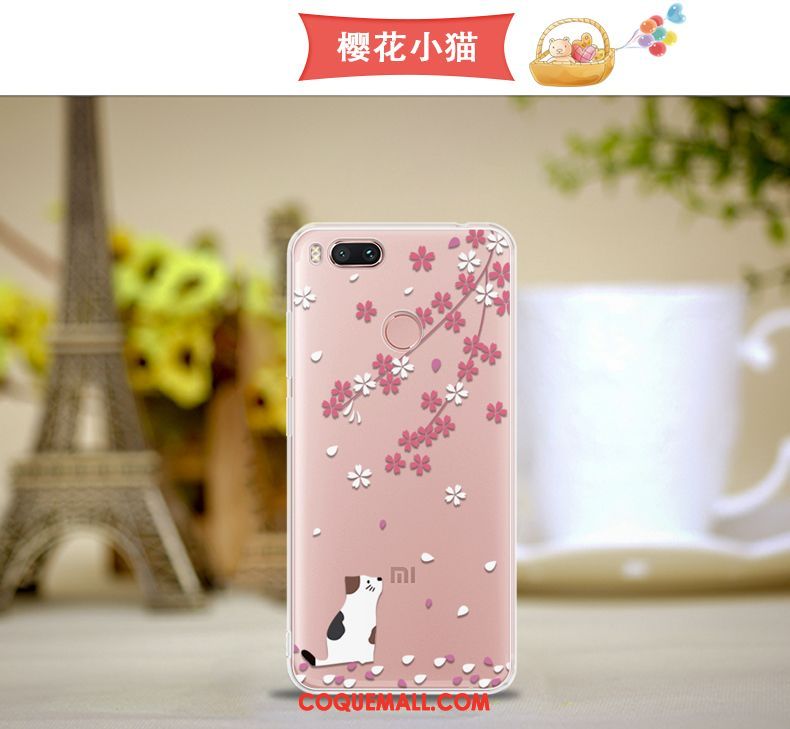 Étui Xiaomi Mi A1 Rose Petit Une Agrafe, Coque Xiaomi Mi A1 Téléphone Portable Incassable Beige