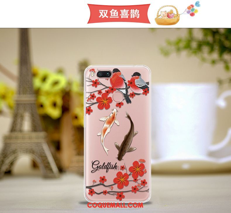 Étui Xiaomi Mi A1 Rose Petit Une Agrafe, Coque Xiaomi Mi A1 Téléphone Portable Incassable Beige