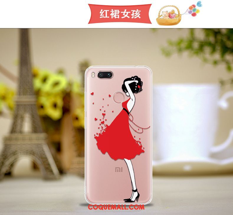 Étui Xiaomi Mi A1 Rose Petit Une Agrafe, Coque Xiaomi Mi A1 Téléphone Portable Incassable Beige