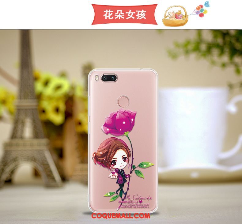 Étui Xiaomi Mi A1 Rose Petit Une Agrafe, Coque Xiaomi Mi A1 Téléphone Portable Incassable Beige