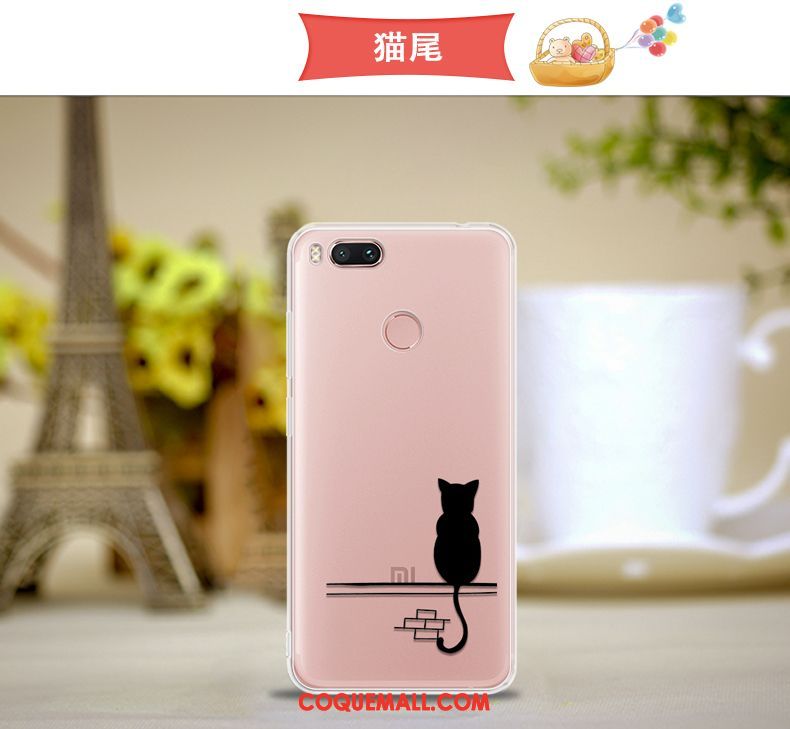 Étui Xiaomi Mi A1 Rose Petit Une Agrafe, Coque Xiaomi Mi A1 Téléphone Portable Incassable Beige