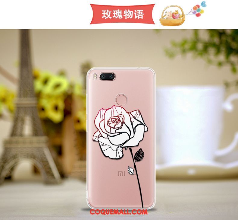 Étui Xiaomi Mi A1 Rose Petit Une Agrafe, Coque Xiaomi Mi A1 Téléphone Portable Incassable Beige