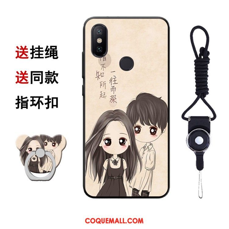 Étui Xiaomi Mi A2 Amoureux Petit Protection, Coque Xiaomi Mi A2 Jaune Fluide Doux Beige