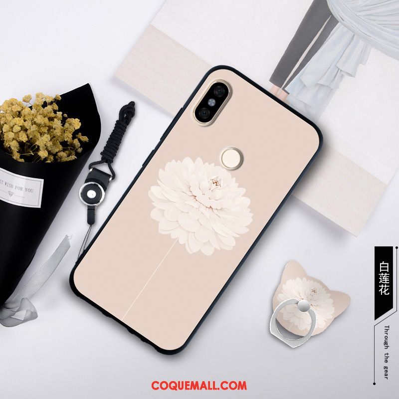 Étui Xiaomi Mi A2 Blanc Protection Tempérer, Coque Xiaomi Mi A2 Silicone Créatif Beige