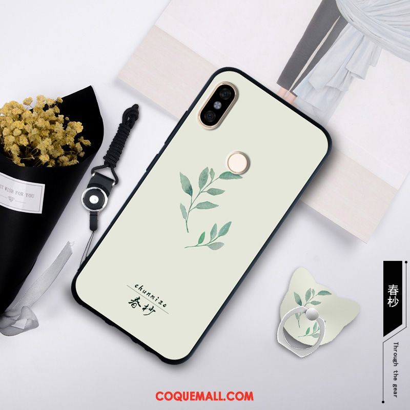 Étui Xiaomi Mi A2 Blanc Protection Tempérer, Coque Xiaomi Mi A2 Silicone Créatif Beige