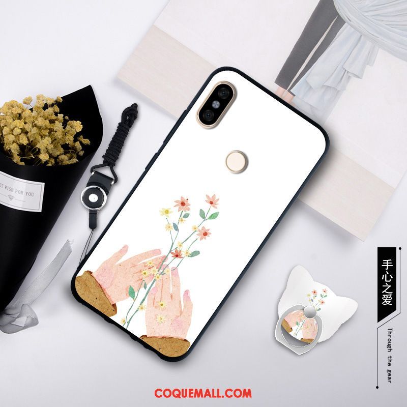 Étui Xiaomi Mi A2 Blanc Protection Tempérer, Coque Xiaomi Mi A2 Silicone Créatif Beige