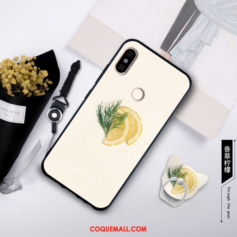 Étui Xiaomi Mi A2 Blanc Protection Tempérer, Coque Xiaomi Mi A2 Silicone Créatif Beige