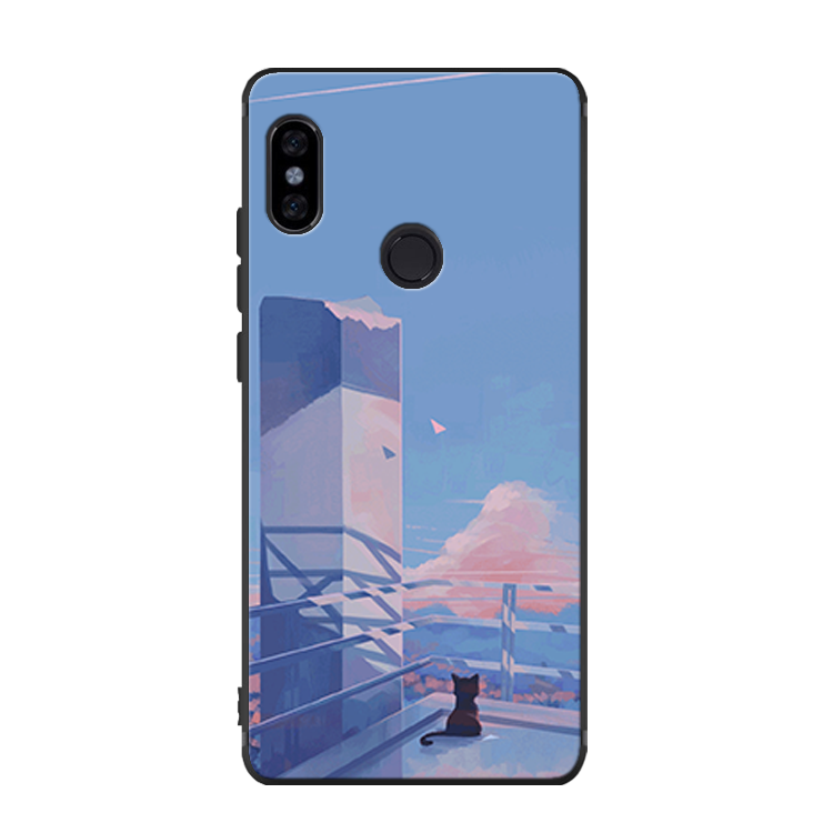 Étui Xiaomi Mi A2 Incassable Art Peinte À La Main, Coque Xiaomi Mi A2 Fluide Doux Bleu Beige