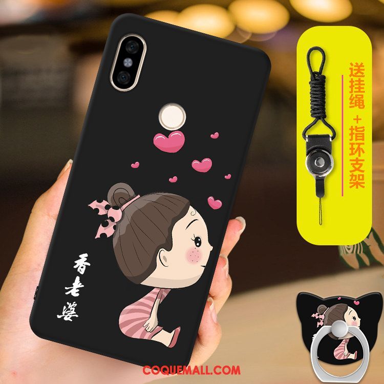 Étui Xiaomi Mi A2 Incassable Noir Protection, Coque Xiaomi Mi A2 Personnalité Téléphone Portable Beige