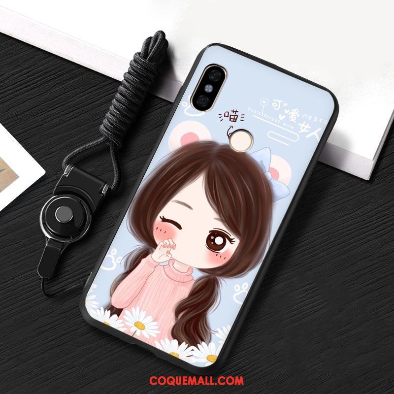 Étui Xiaomi Mi A2 Ornements Suspendus Incassable Fluide Doux, Coque Xiaomi Mi A2 Téléphone Portable Blanc Beige