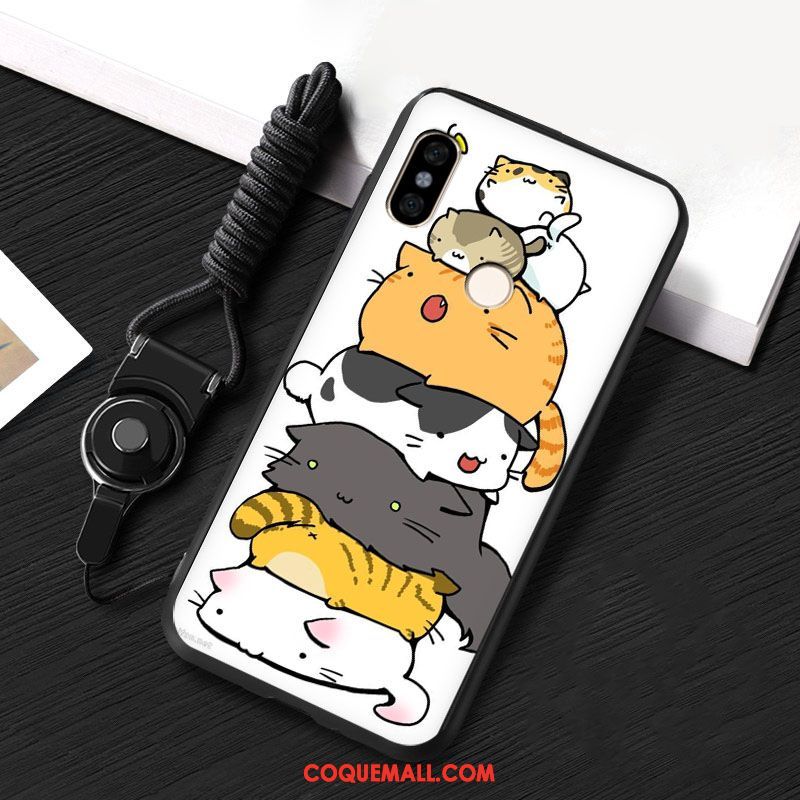 Étui Xiaomi Mi A2 Ornements Suspendus Incassable Fluide Doux, Coque Xiaomi Mi A2 Téléphone Portable Blanc Beige