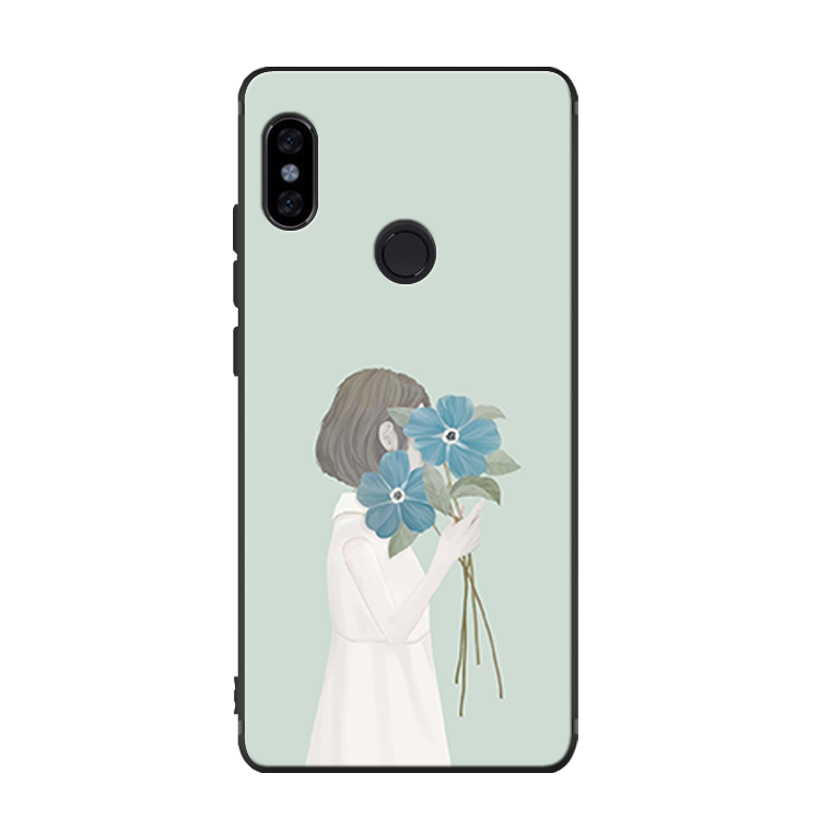 Étui Xiaomi Mi A2 Petit Silicone Bleu, Coque Xiaomi Mi A2 Créatif Noir Beige