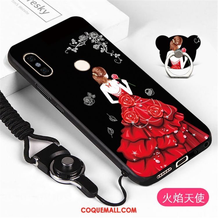 Étui Xiaomi Mi A2 Protection Fluide Doux Ornements Suspendus, Coque Xiaomi Mi A2 Téléphone Portable Noir Beige