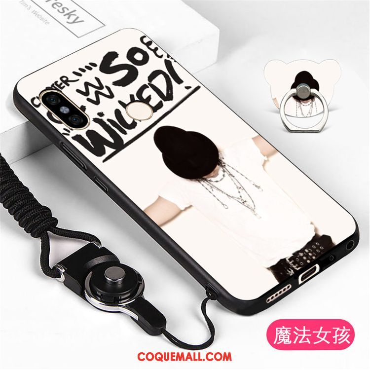 Étui Xiaomi Mi A2 Protection Fluide Doux Ornements Suspendus, Coque Xiaomi Mi A2 Téléphone Portable Noir Beige