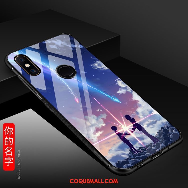 Étui Xiaomi Mi A2 Tendance Anneau Verre, Coque Xiaomi Mi A2 Dessin Animé Incassable Beige