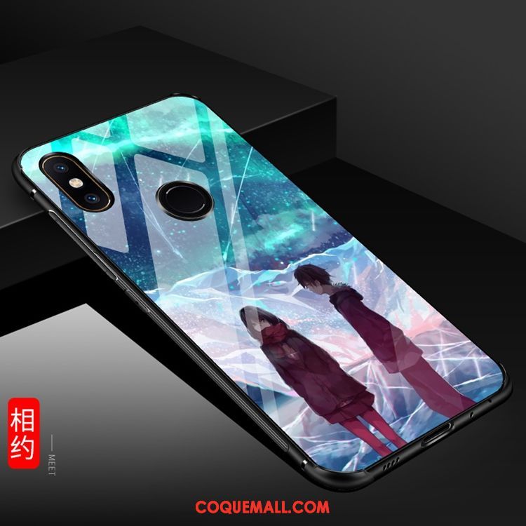 Étui Xiaomi Mi A2 Tendance Anneau Verre, Coque Xiaomi Mi A2 Dessin Animé Incassable Beige