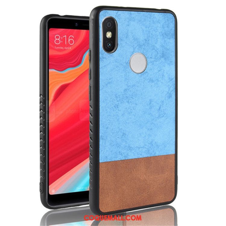 Étui Xiaomi Mi A2 Tout Compris Créatif Incassable, Coque Xiaomi Mi A2 Téléphone Portable Bleu Marin Beige