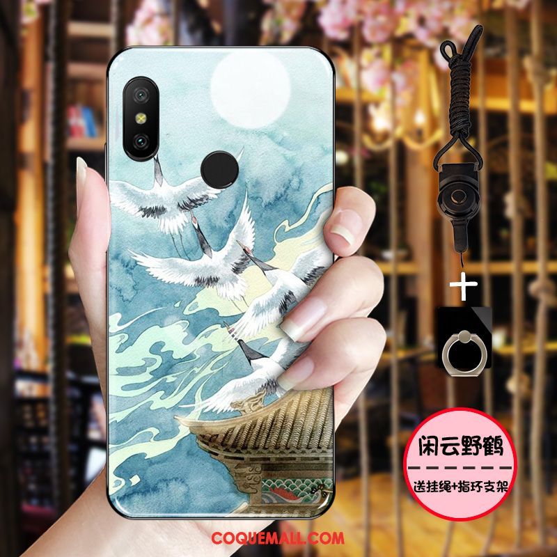 Étui Xiaomi Mi A2 Tout Compris Simple Vintage, Coque Xiaomi Mi A2 Grue Téléphone Portable Beige
