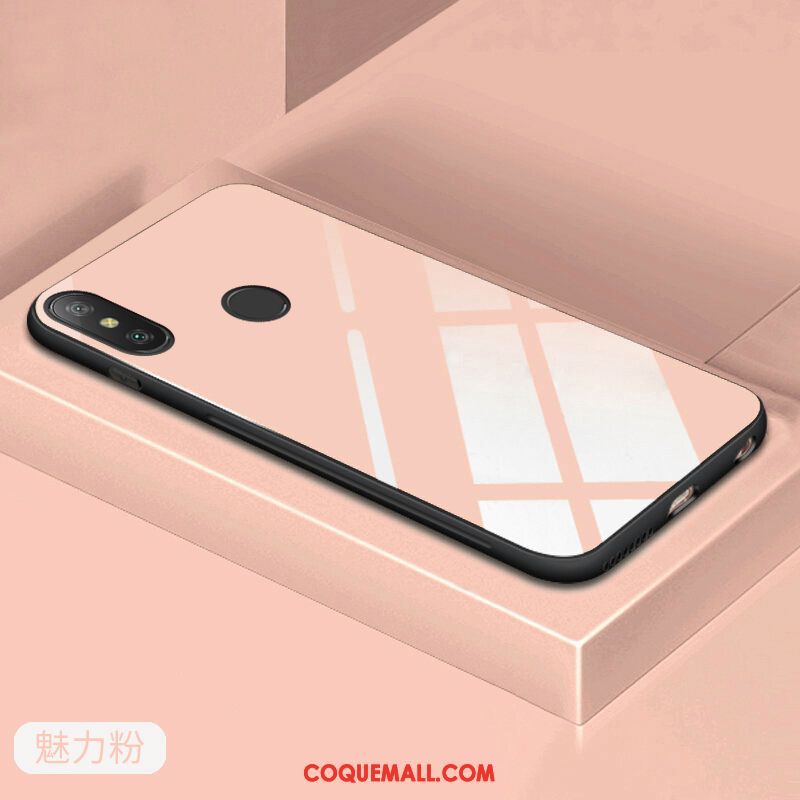 Étui Xiaomi Mi A2 Téléphone Portable Verre Trempé Protection, Coque Xiaomi Mi A2 Rouge Petit Beige