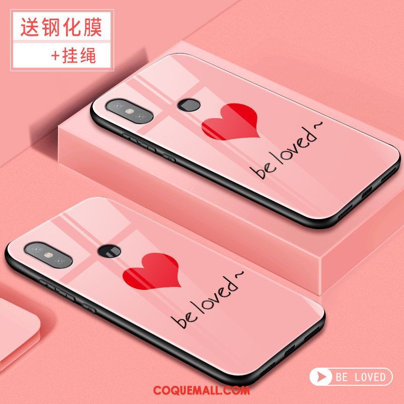 Étui Xiaomi Mi A2 Verre Rose Tout Compris, Coque Xiaomi Mi A2 Téléphone Portable Tendance Beige