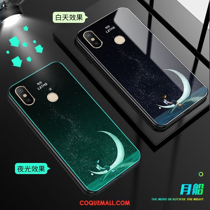 Étui Xiaomi Mi A2 Verre Trempé Peinture Personnalité, Coque Xiaomi Mi A2 Créatif Tendance Beige