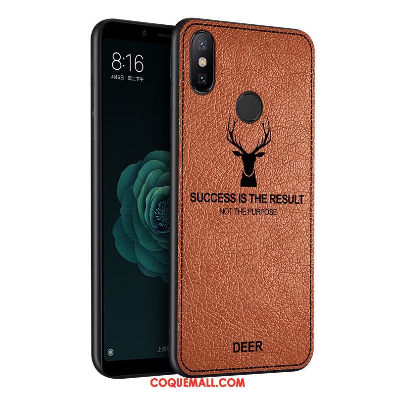 Étui Xiaomi Mi A2 Violet Protection Personnalité, Coque Xiaomi Mi A2 Cuir Petit Beige