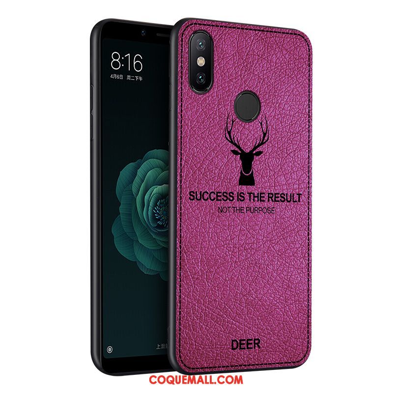 Étui Xiaomi Mi A2 Violet Protection Personnalité, Coque Xiaomi Mi A2 Cuir Petit Beige