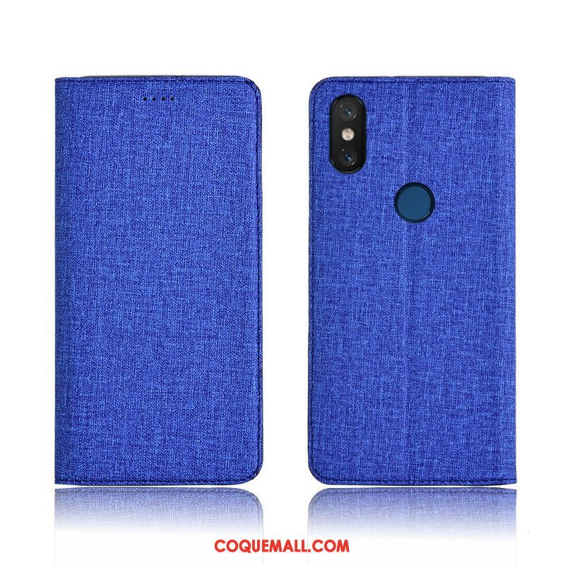 Étui Xiaomi Mi A2 Étui En Cuir Lin Protection, Coque Xiaomi Mi A2 Téléphone Portable Tout Compris Beige