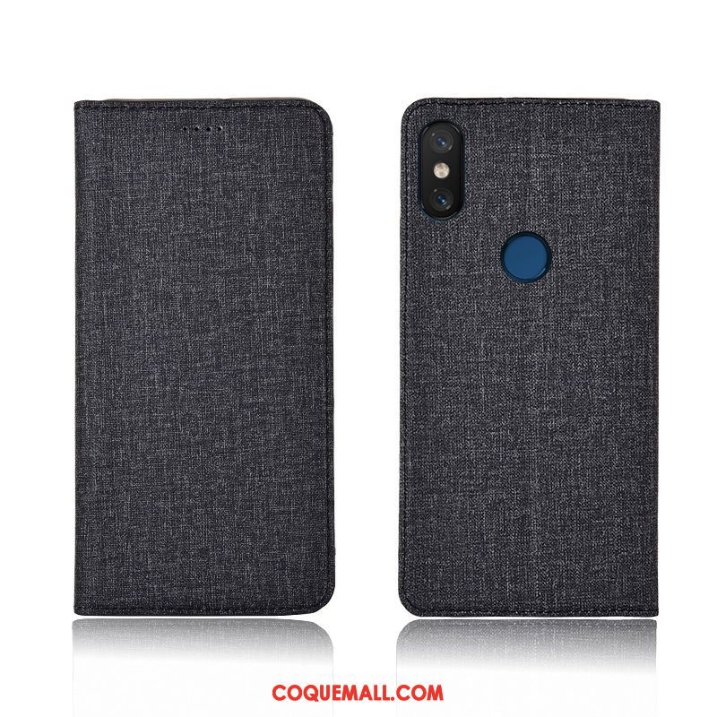 Étui Xiaomi Mi A2 Étui En Cuir Lin Protection, Coque Xiaomi Mi A2 Téléphone Portable Tout Compris Beige