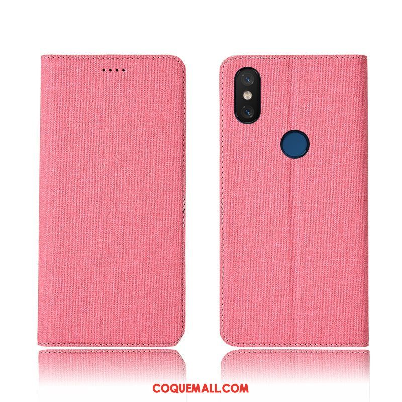 Étui Xiaomi Mi A2 Étui En Cuir Lin Protection, Coque Xiaomi Mi A2 Téléphone Portable Tout Compris Beige