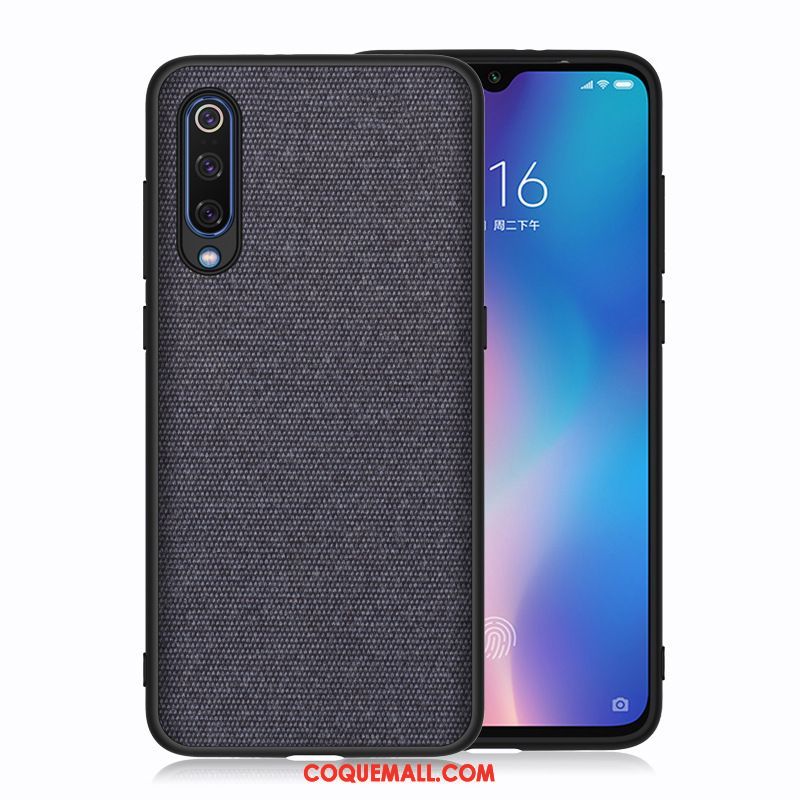 Étui Xiaomi Mi A3 Bleu Tissu Rouge, Coque Xiaomi Mi A3 Petit Téléphone Portable Beige