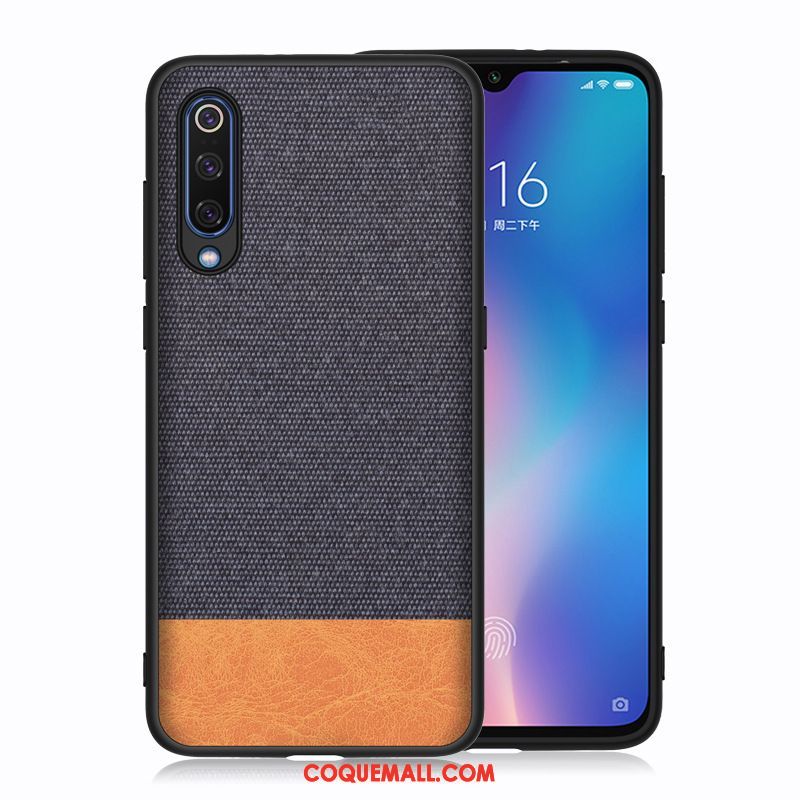 Étui Xiaomi Mi A3 Bleu Tissu Rouge, Coque Xiaomi Mi A3 Petit Téléphone Portable Beige