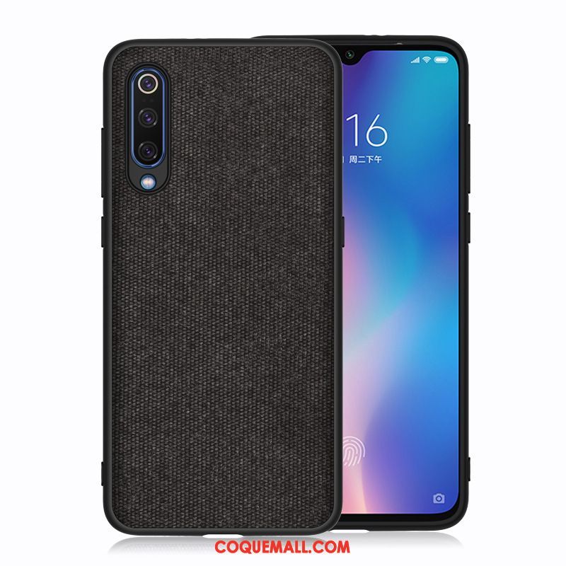 Étui Xiaomi Mi A3 Bleu Tissu Rouge, Coque Xiaomi Mi A3 Petit Téléphone Portable Beige