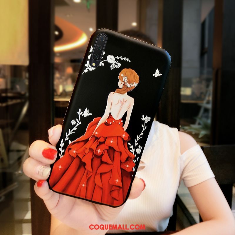 Étui Xiaomi Mi A3 Dessin Animé Rouge Incruster Strass, Coque Xiaomi Mi A3 Incassable Tout Compris Beige