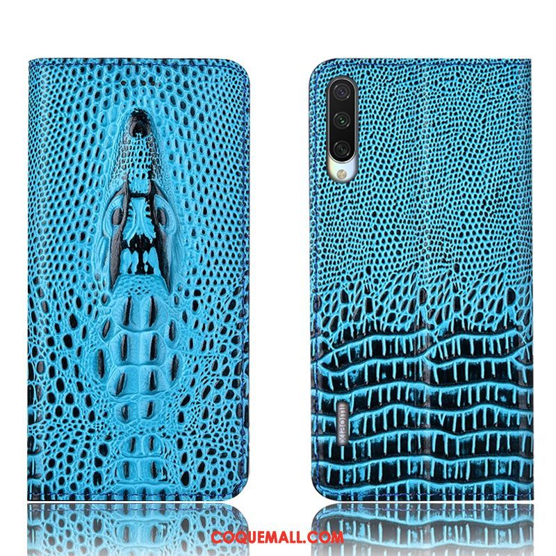 Étui Xiaomi Mi A3 Jaune Incassable Cuir Véritable, Coque Xiaomi Mi A3 Téléphone Portable Crocodile Beige