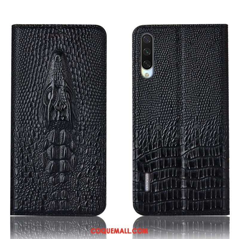 Étui Xiaomi Mi A3 Jaune Incassable Cuir Véritable, Coque Xiaomi Mi A3 Téléphone Portable Crocodile Beige