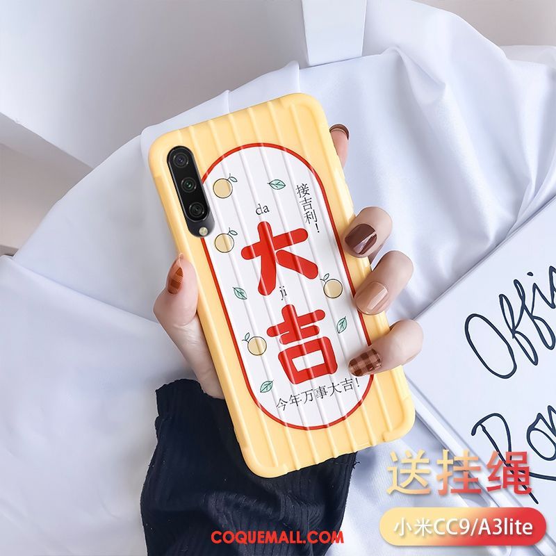 Étui Xiaomi Mi A3 Silicone Ornements Suspendus Amoureux, Coque Xiaomi Mi A3 Téléphone Portable Nouveau Beige