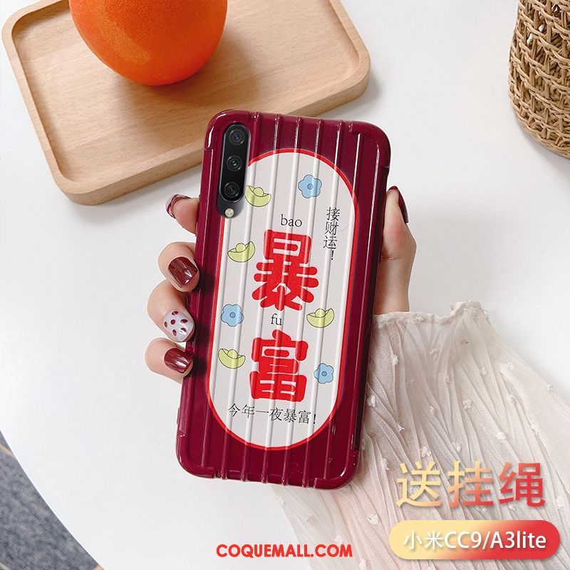 Étui Xiaomi Mi A3 Silicone Ornements Suspendus Amoureux, Coque Xiaomi Mi A3 Téléphone Portable Nouveau Beige