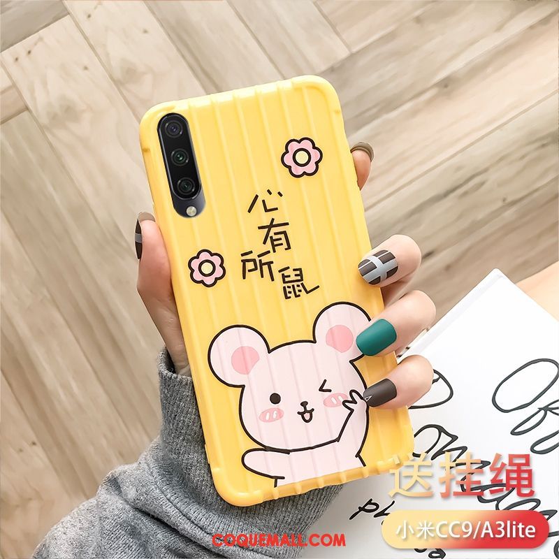 Étui Xiaomi Mi A3 Silicone Ornements Suspendus Amoureux, Coque Xiaomi Mi A3 Téléphone Portable Nouveau Beige