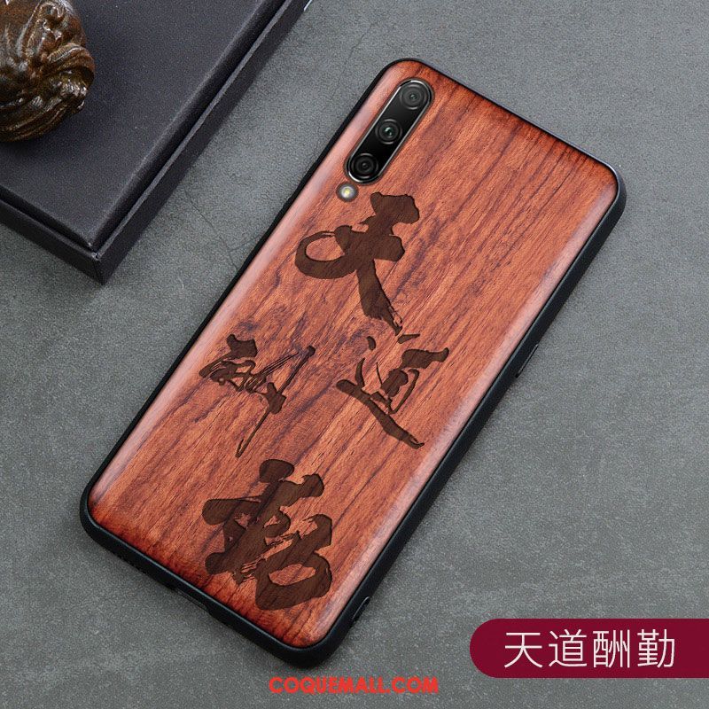 Étui Xiaomi Mi A3 Tout Compris Téléphone Portable Style Chinois, Coque Xiaomi Mi A3 Sculpture En Bois Beige