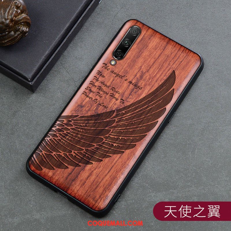 Étui Xiaomi Mi A3 Tout Compris Téléphone Portable Style Chinois, Coque Xiaomi Mi A3 Sculpture En Bois Beige